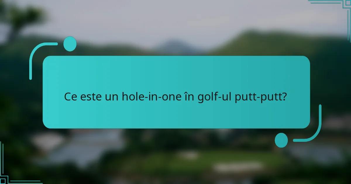 Ce este un hole-in-one în golf-ul putt-putt?