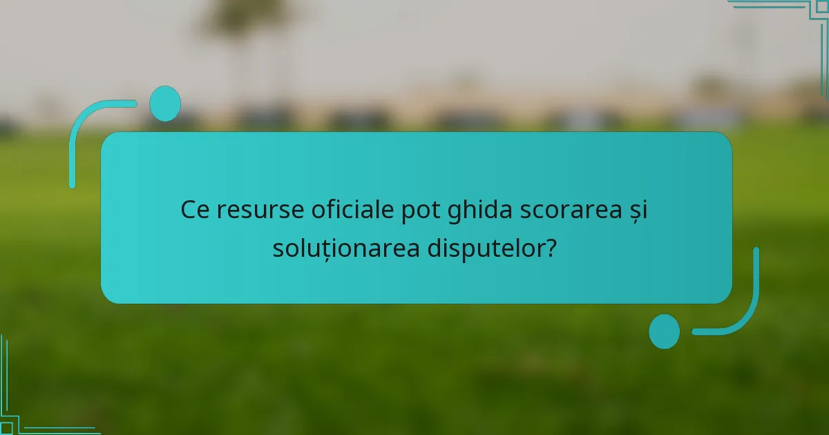Ce resurse oficiale pot ghida scorarea și soluționarea disputelor?