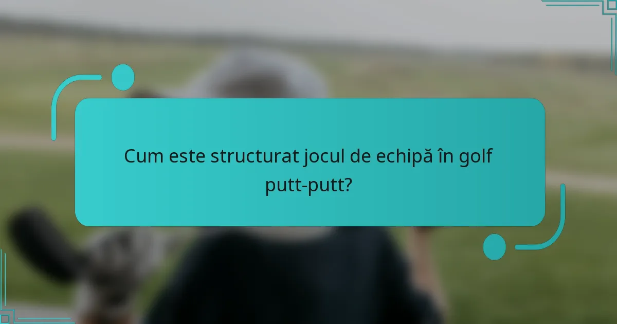 Cum este structurat jocul de echipă în golf putt-putt?